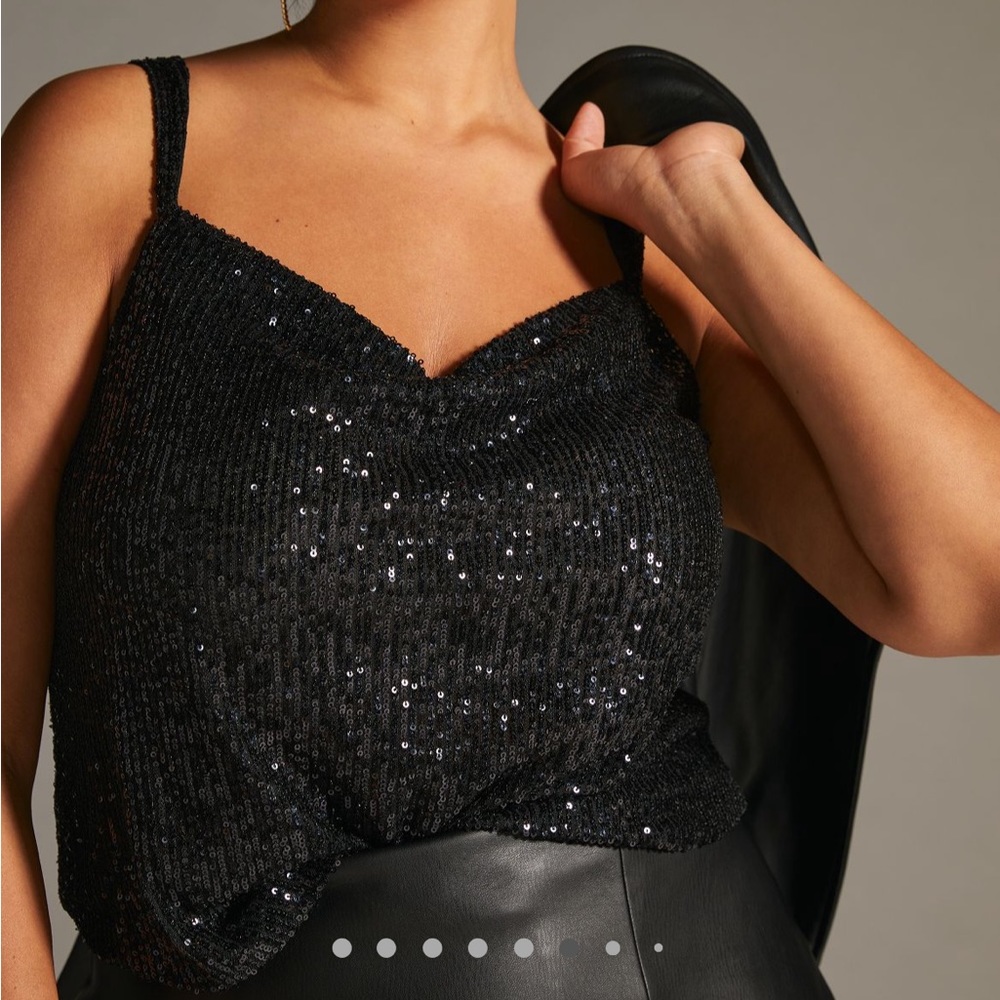 NWT Anthropologie Cowl Neck Sequin Cami